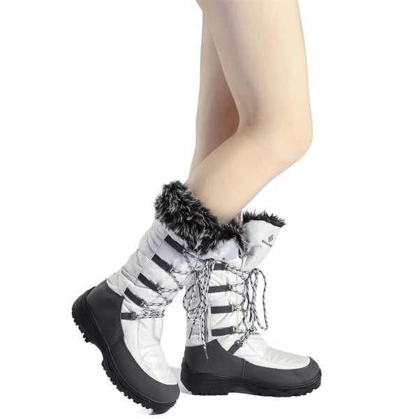 Mid Calf Lace Up Winter Boots - GREY TAUPE - 1
